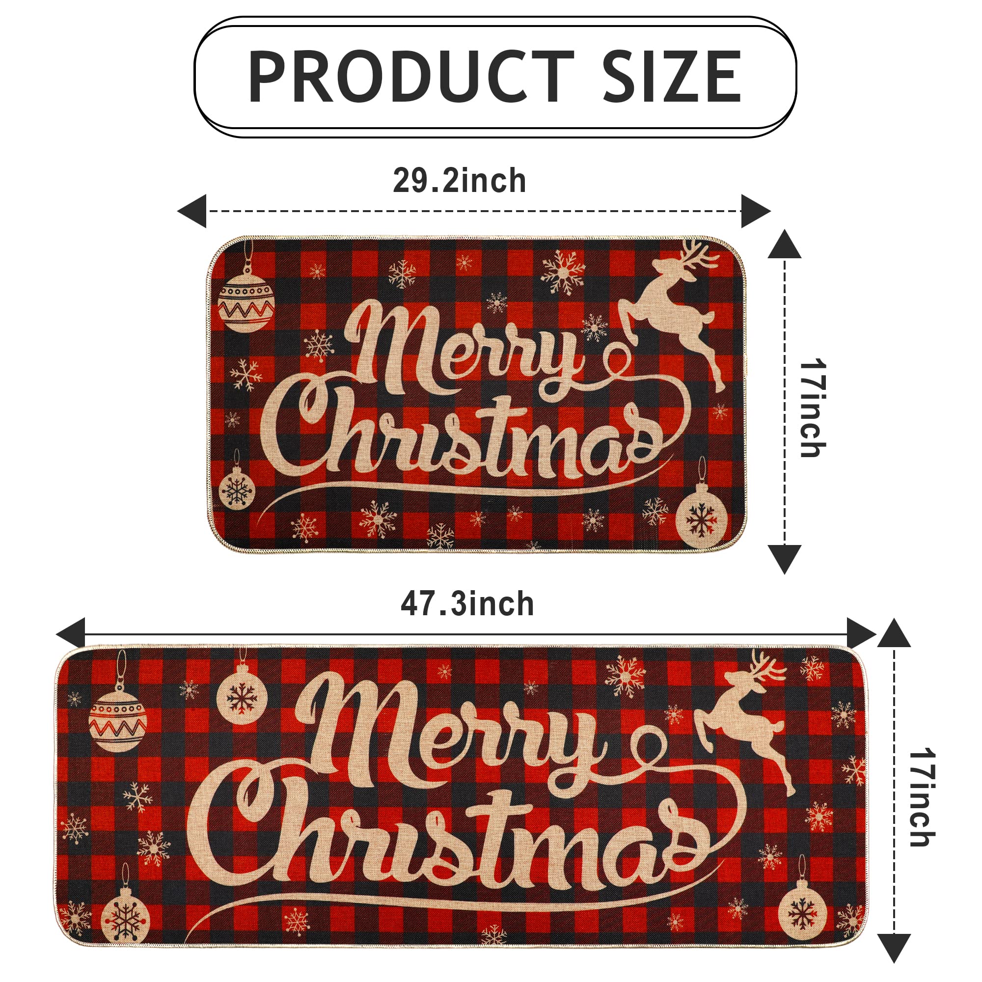 Erweicet Christmas Kitchen Rug Sets material closeup highlights soft felt and durable backing