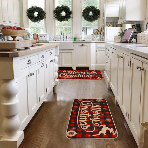 Erweicet Christmas Kitchen Rug Sets pair display showcases festive home decor
