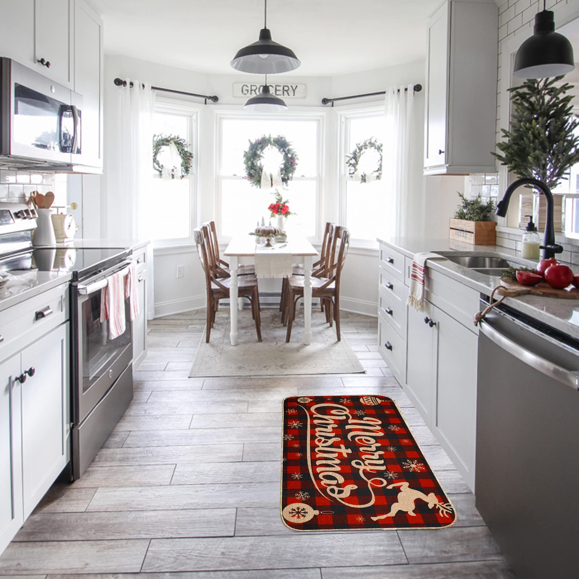 Erweicet Christmas Kitchen Rug Sets size-fit versatility for doorway and kitchen