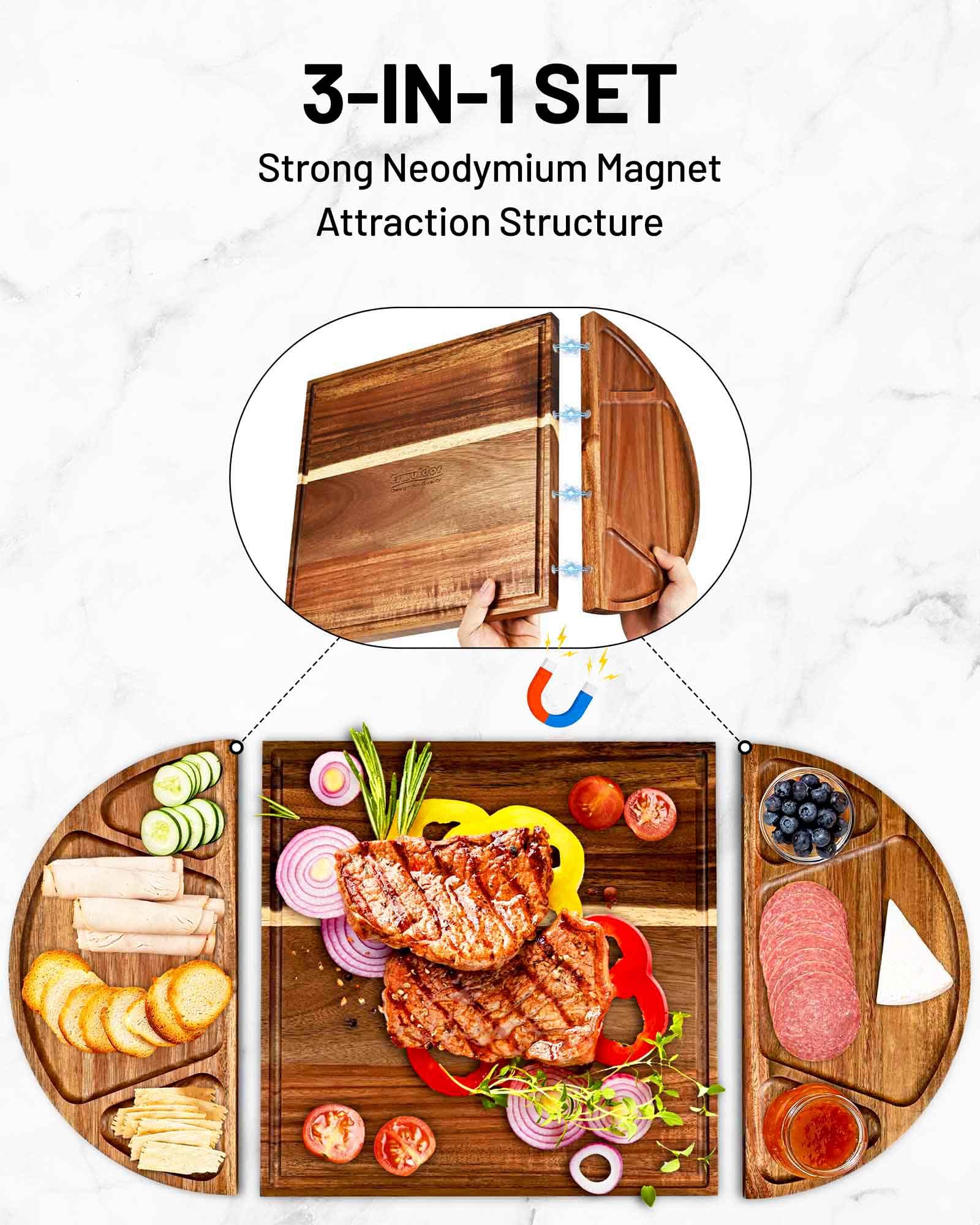 Erwuldor acacia wood with rich grain, durable surface for entertaining