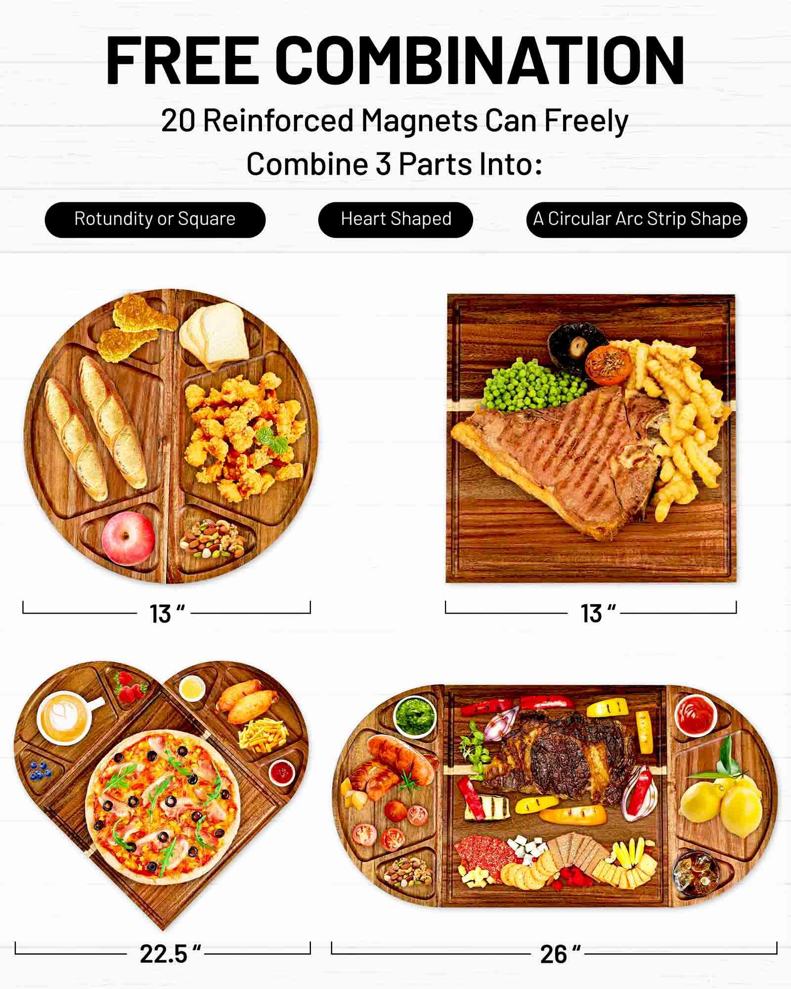Erwuldor semicircular boards 13-inch diameter for versatile layouts and creative charcuterie