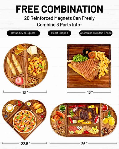Erwuldor semicircular boards 13-inch diameter for versatile layouts and creative charcuterie