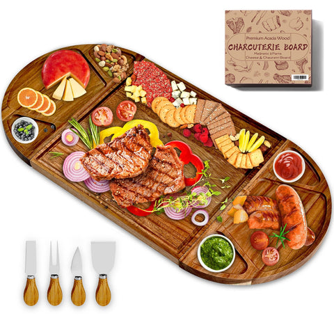 Erwuldor large acacia square board 13x13 inches for elegant cheese and meat displays