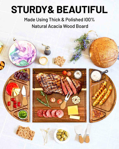 Erwuldor expansive 26x13 inch serving area supports meats, cheeses, fruits