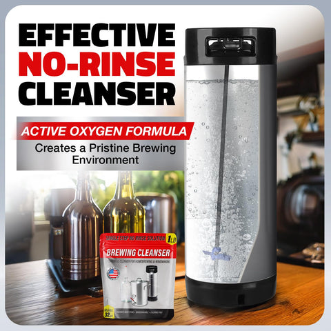 Escentile carboy soaking with cleaner demonstrating deep cleaning action.