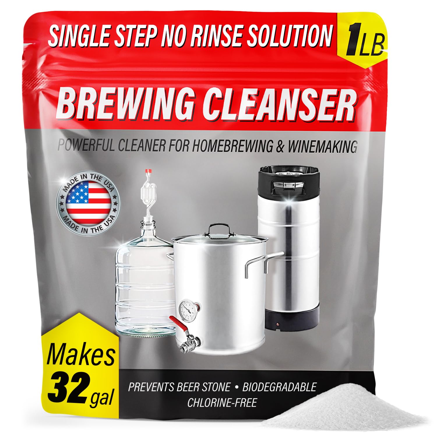 Escentile one-step no rinse cleanser bottle ready for homebrew equipment cleaning.