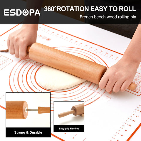 ESDOPA rolling pin on wooden stand for easy storage