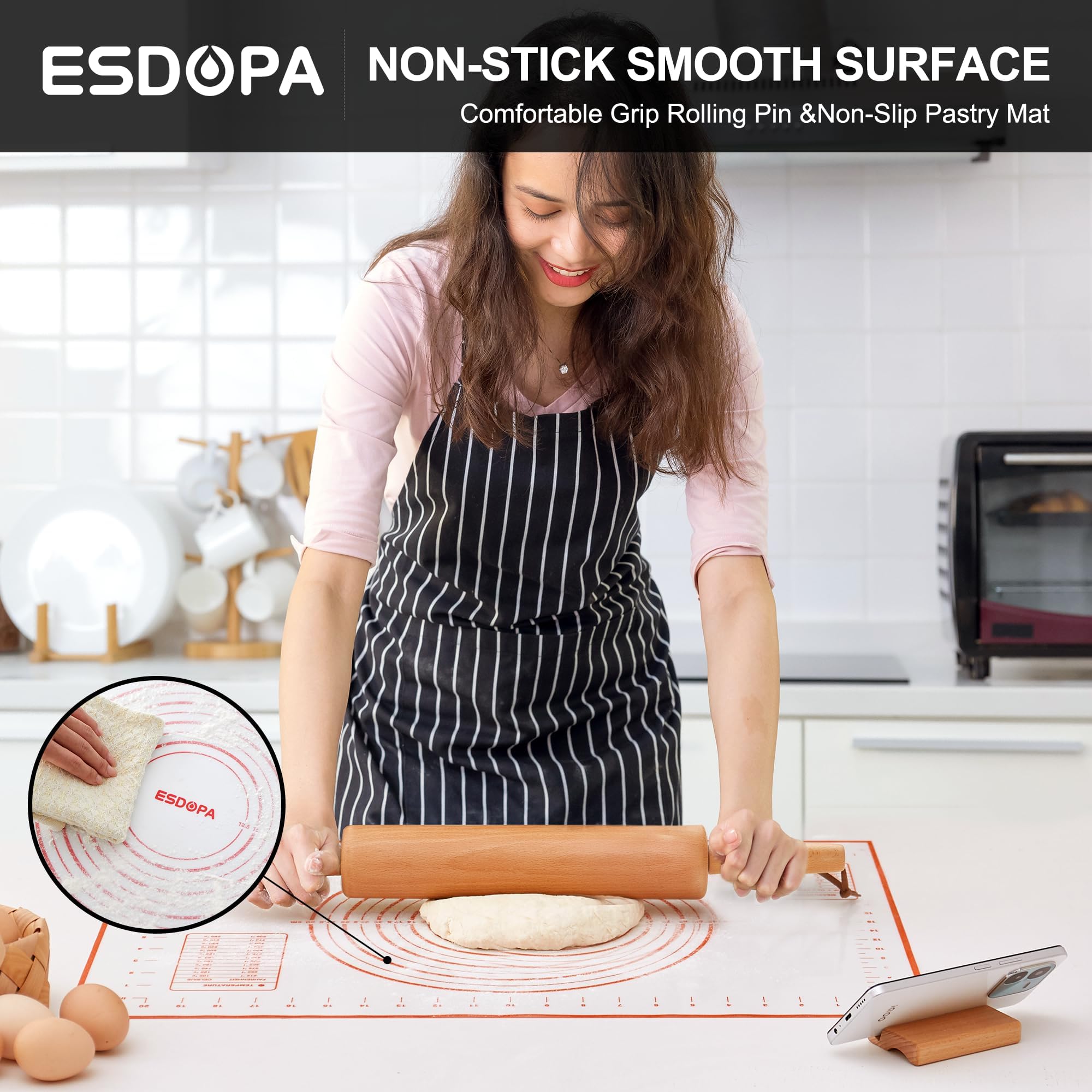 Dough rolling with ESDOPA for pizza crust and bread dough