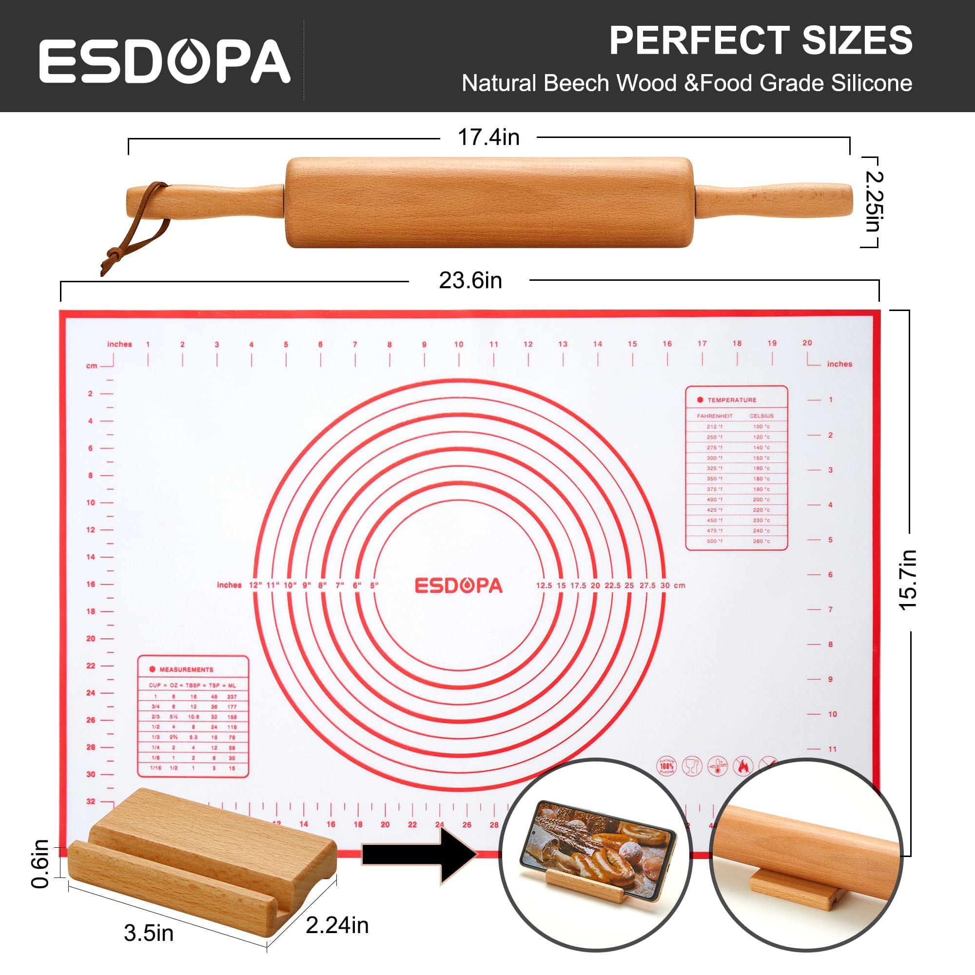 Large pastry mat by ESDOPA for pie crusts and dough