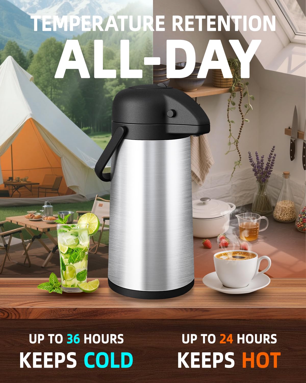 Esemoil Coffee Carafe with 360° rotate base for convenient access