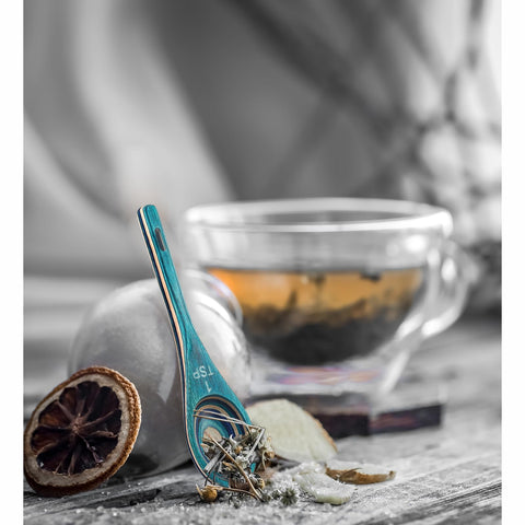 Esie Houzie spoons show engraved measurements that stay easy to read.