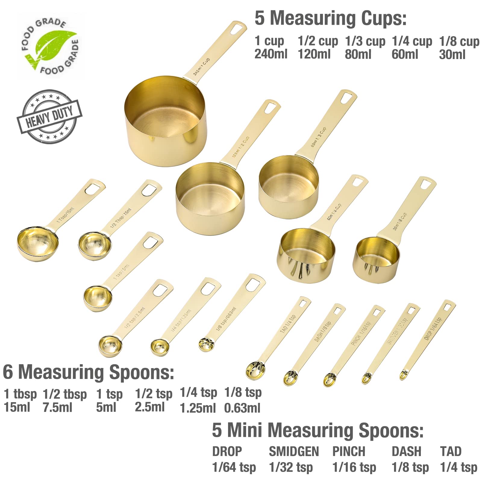 Esie Houzie etched measurements on handles provide quick reading for accuracy.