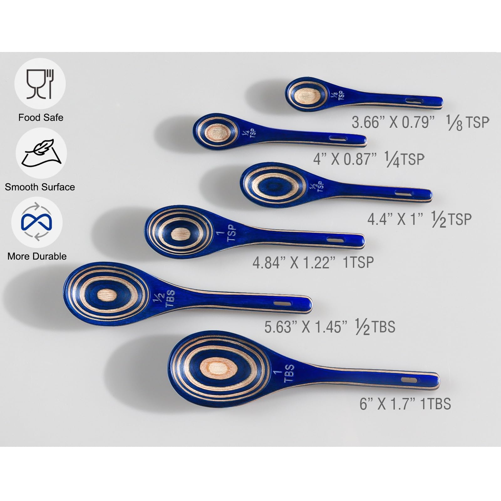 Esie Houzie measuring spoons display natural wood grain and durability