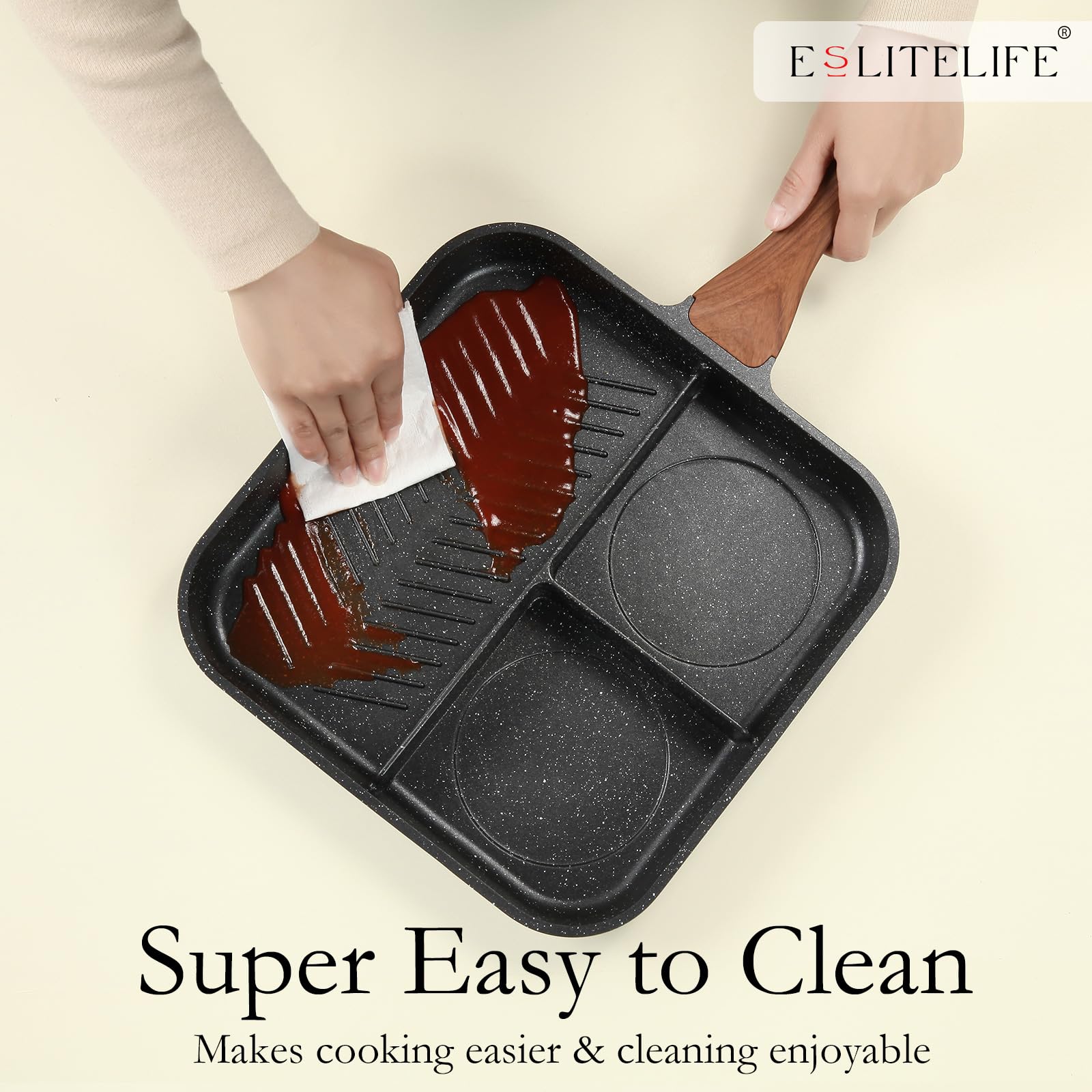 ESLITE LIFE 11 inch pan in action for versatile meals