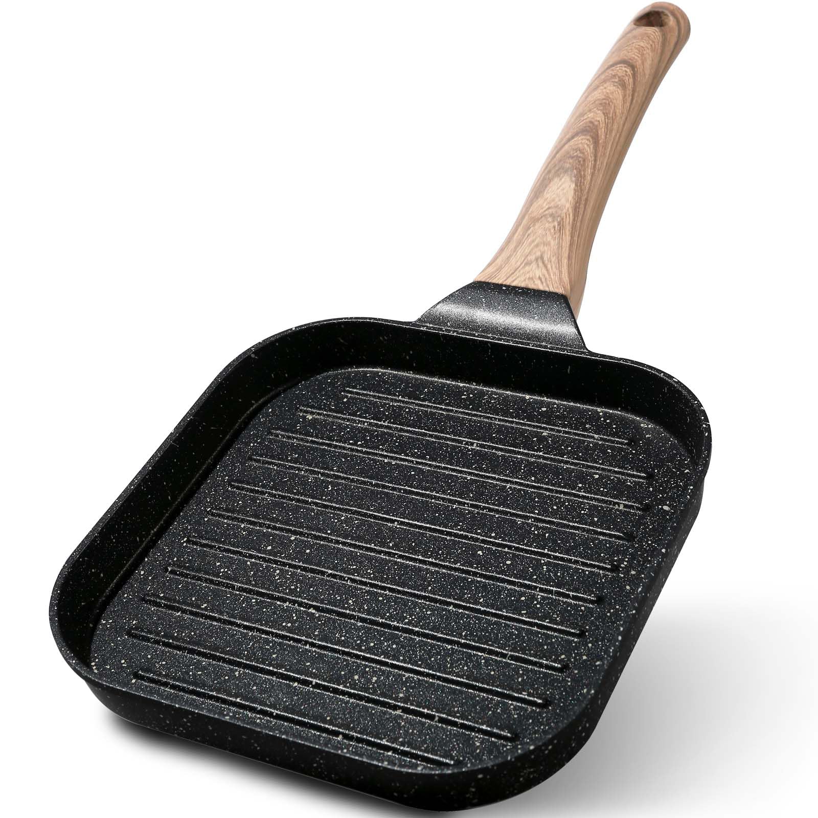 ESLITE LIFE 7-inch grill pan interior with granite non-stick coating.