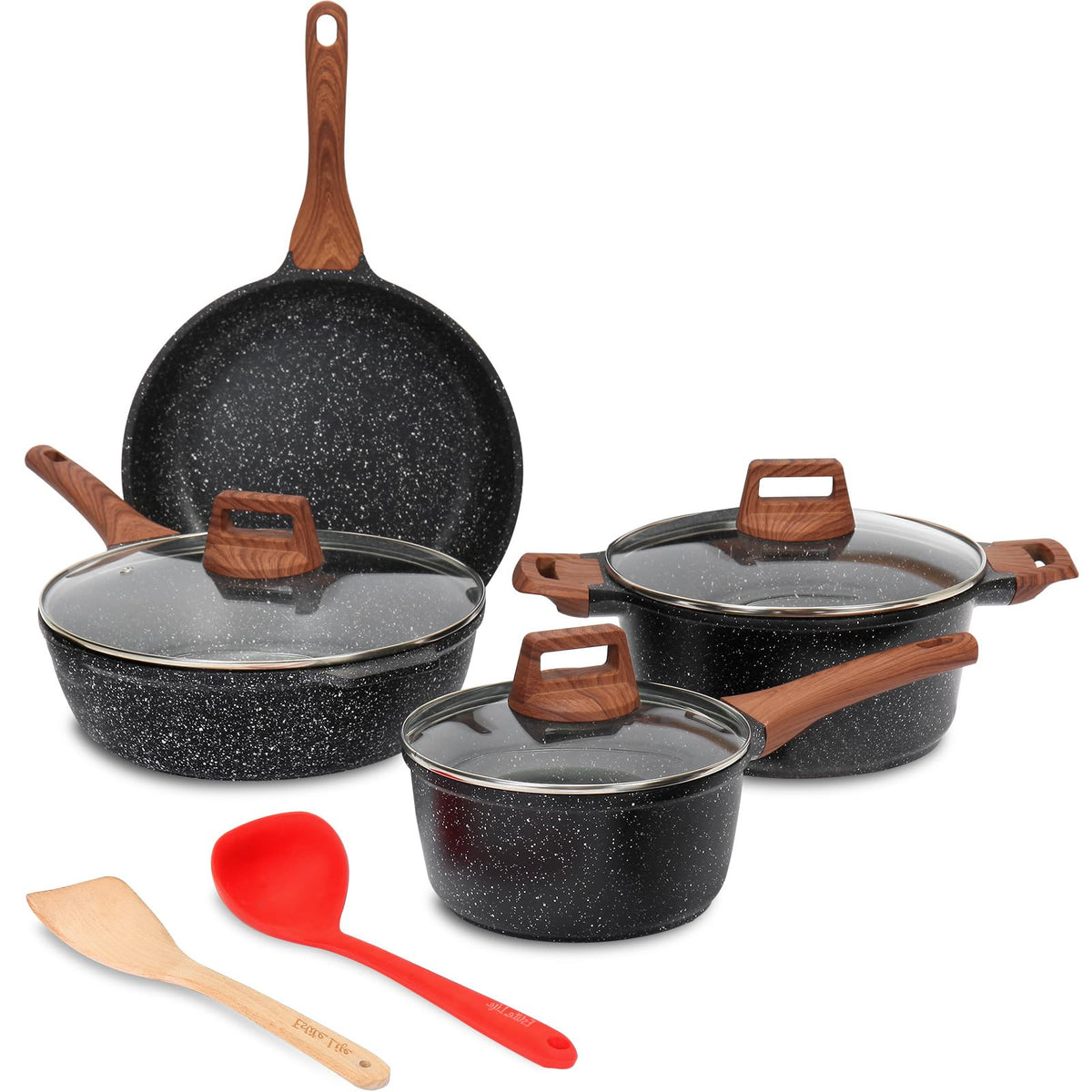 ESLITE LIFE 9-piece set with granite nonstick coating for easy cooking