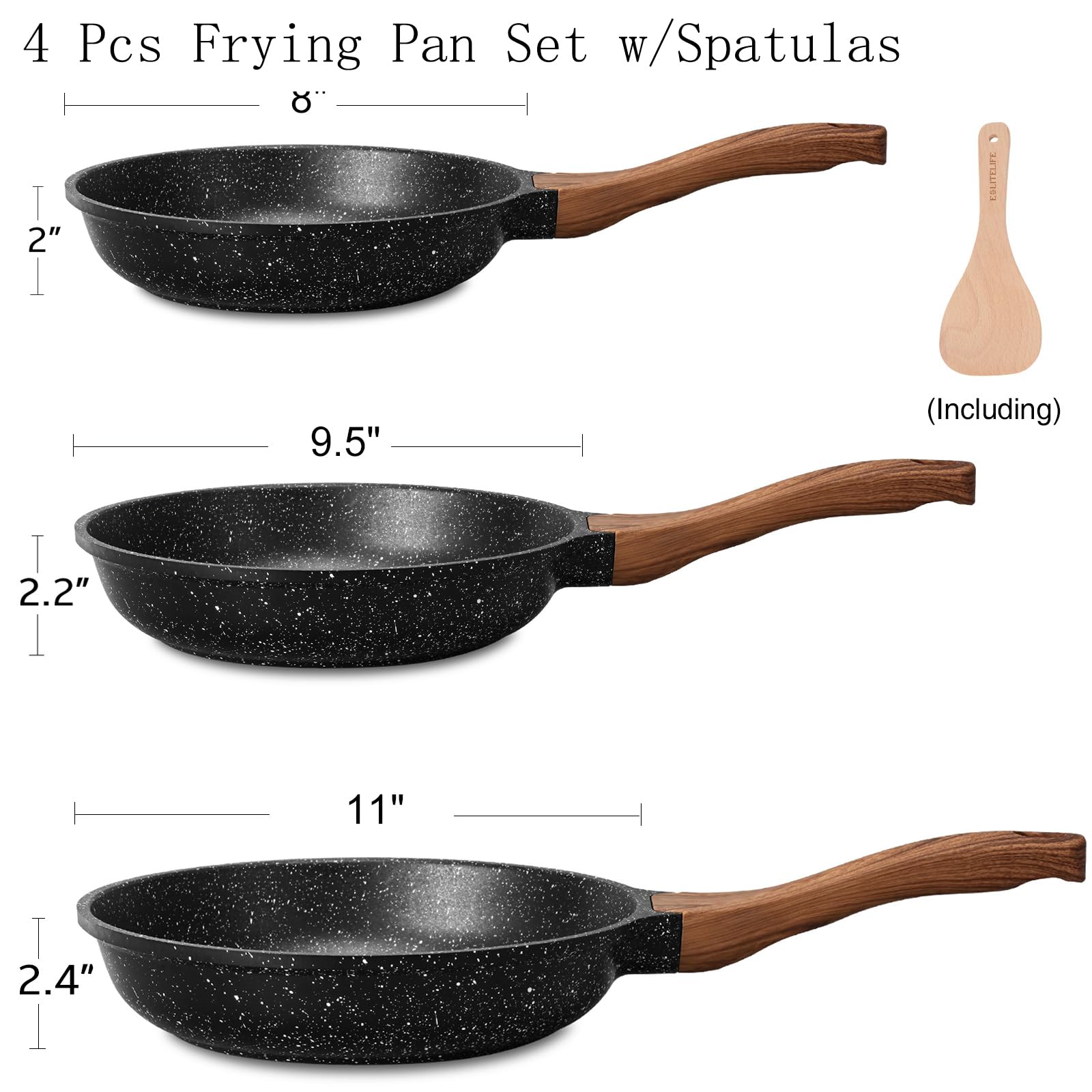ESLITE LIFE ceramic pan handle stays cool during sautéing for a comfortable grip