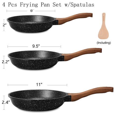 ESLITE LIFE ceramic pan handle stays cool during sautéing for a comfortable grip