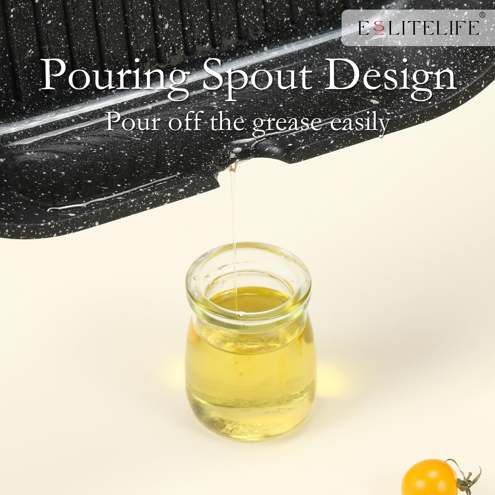 ESLITE LIFE die-cast aluminum pan construction for quick heating.
