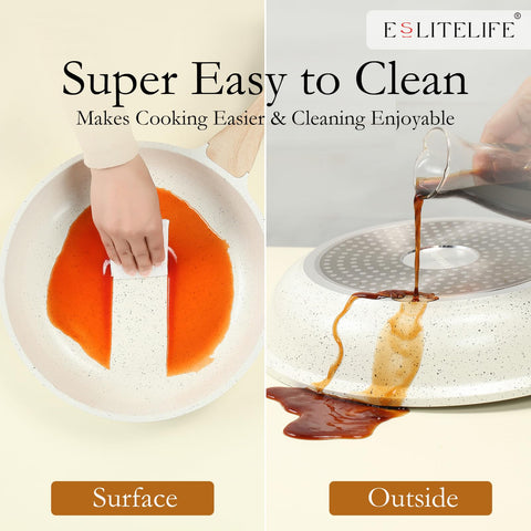 ESLITE LIFE easy-clean coating reduces scrubbing after sautéing