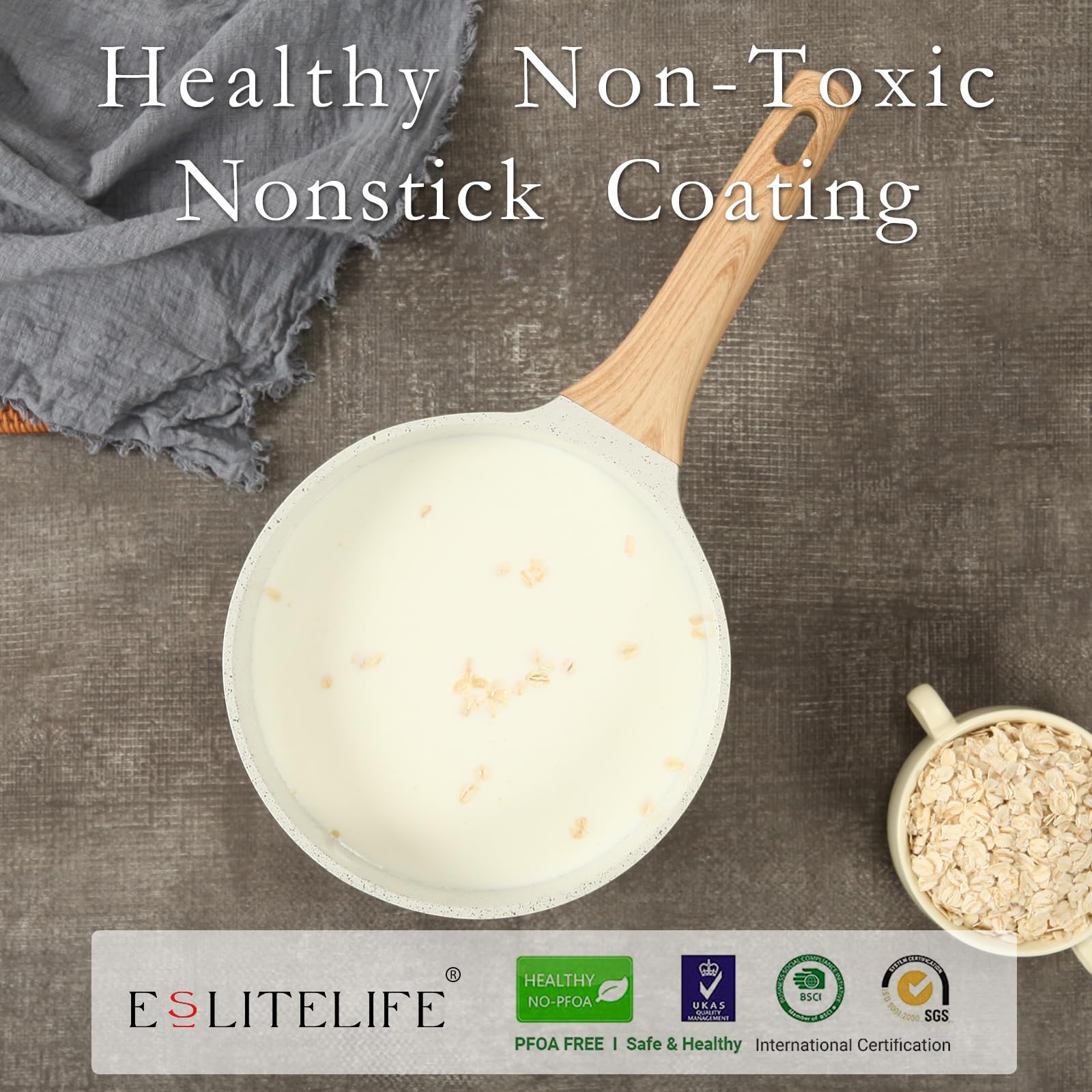 ESLITE LIFE glass lid view of contents for precise cooking and moisture control.