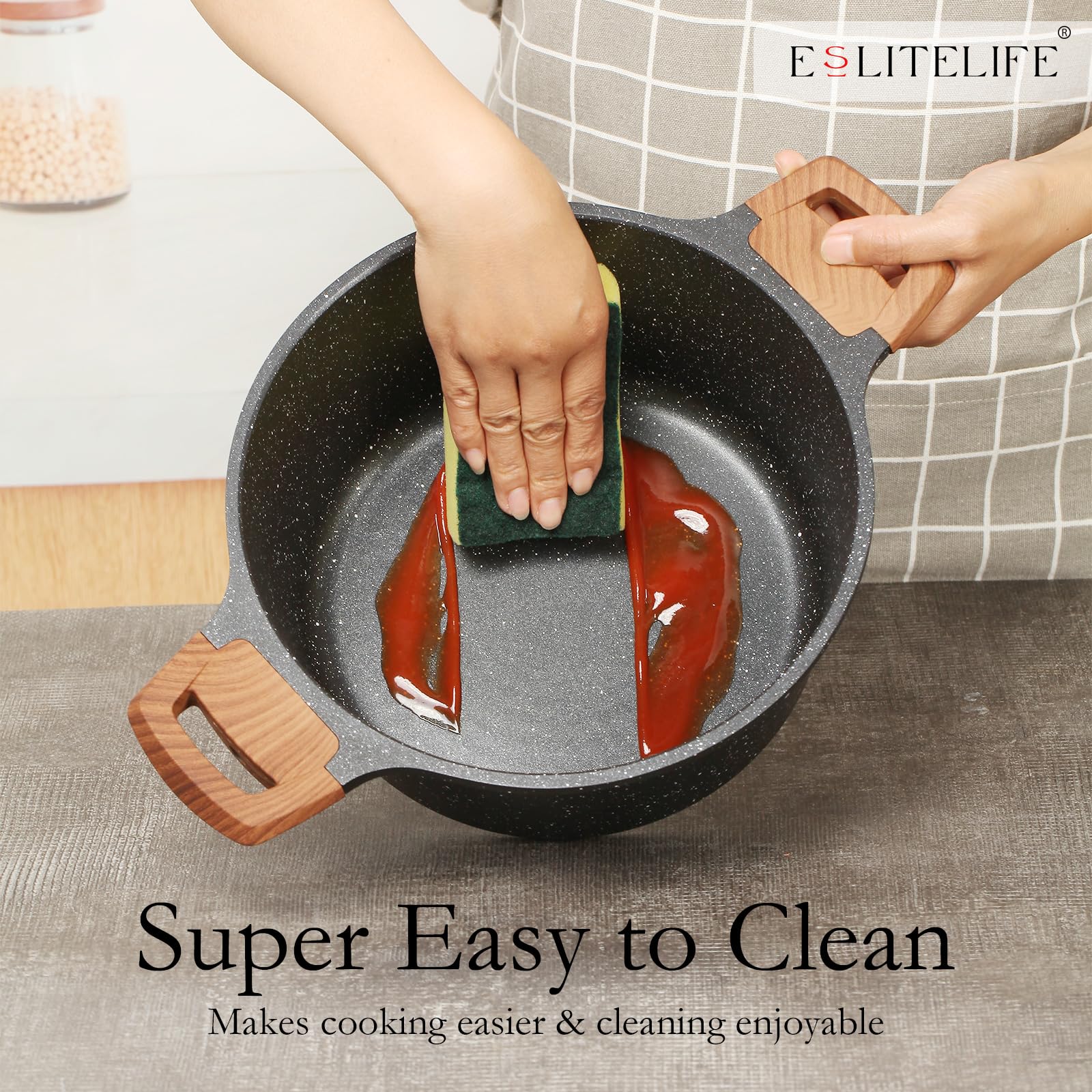 ESLITE LIFE heat-resistant-bakelite-handle, stays cool for safe handling
