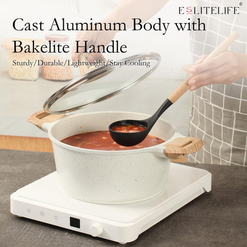 ESLITE LIFE induction base image illustrating rapid, even heating on compatible stoves.