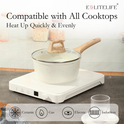 ESLITE LIFE induction-ready base compatible with gas, electric, ceramic, and induction stoves.