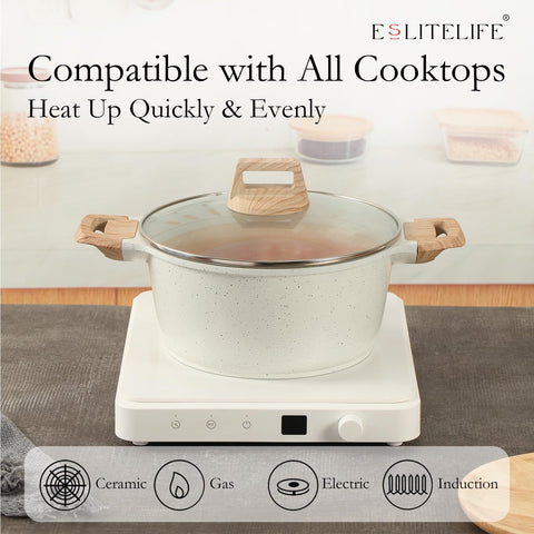 ESLITE LIFE induction-compatible base heats quickly and evenly.