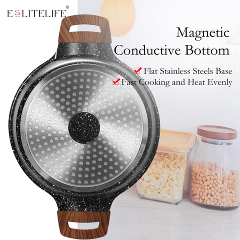 ESLITE LIFE induction-compatible-stovetop, works with gas, electric, ceramic, and induction