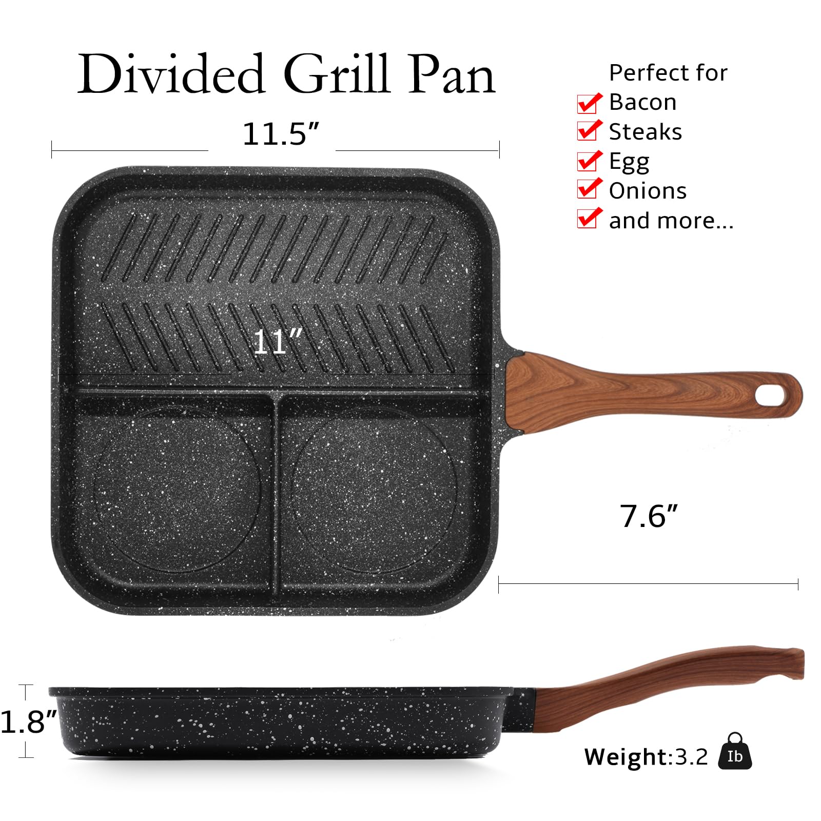 ESLITE LIFE nonstick granite coating pan ready for easy release and cleaning.