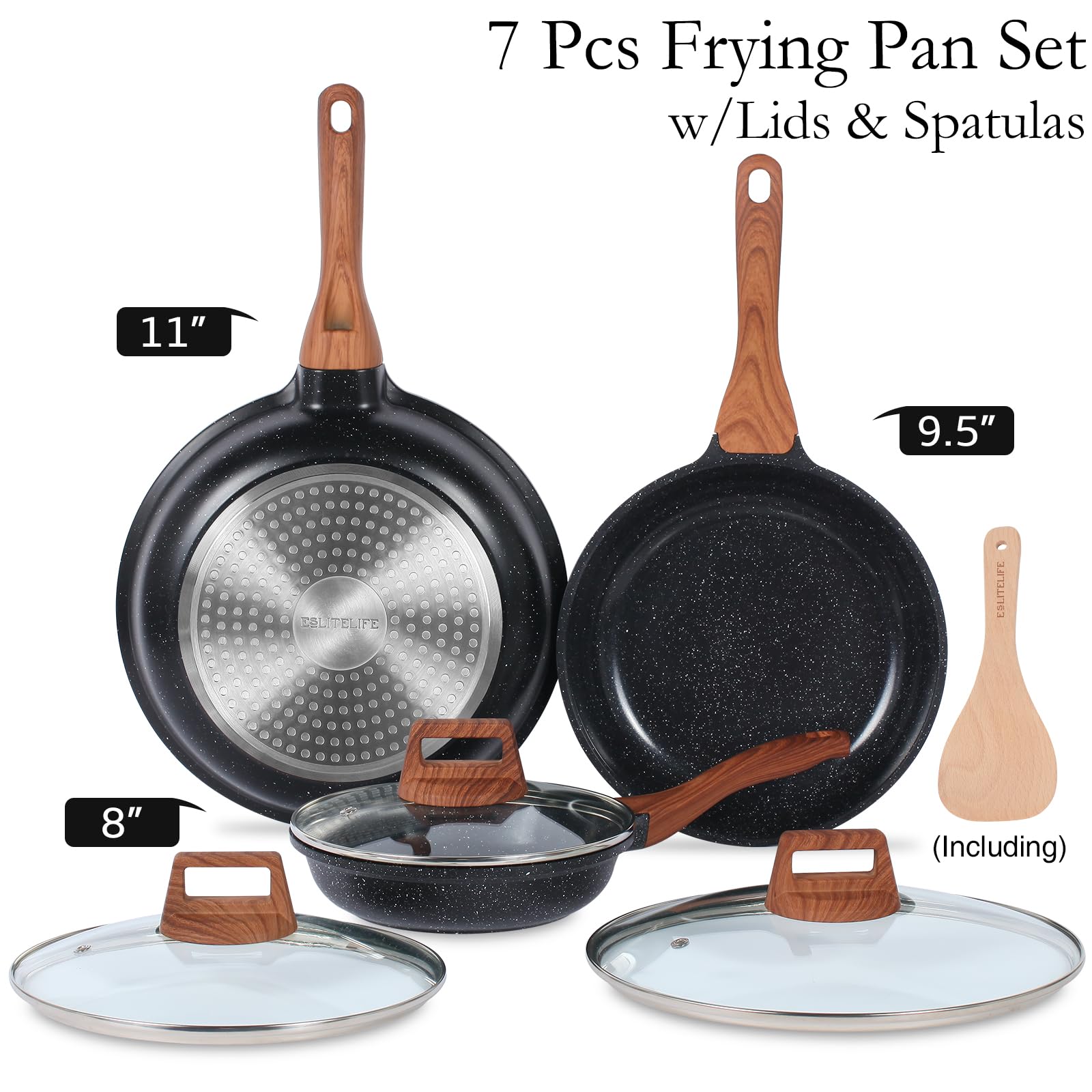 ESLITE LIFE pan lids included for versatile stovetop cooking and storage