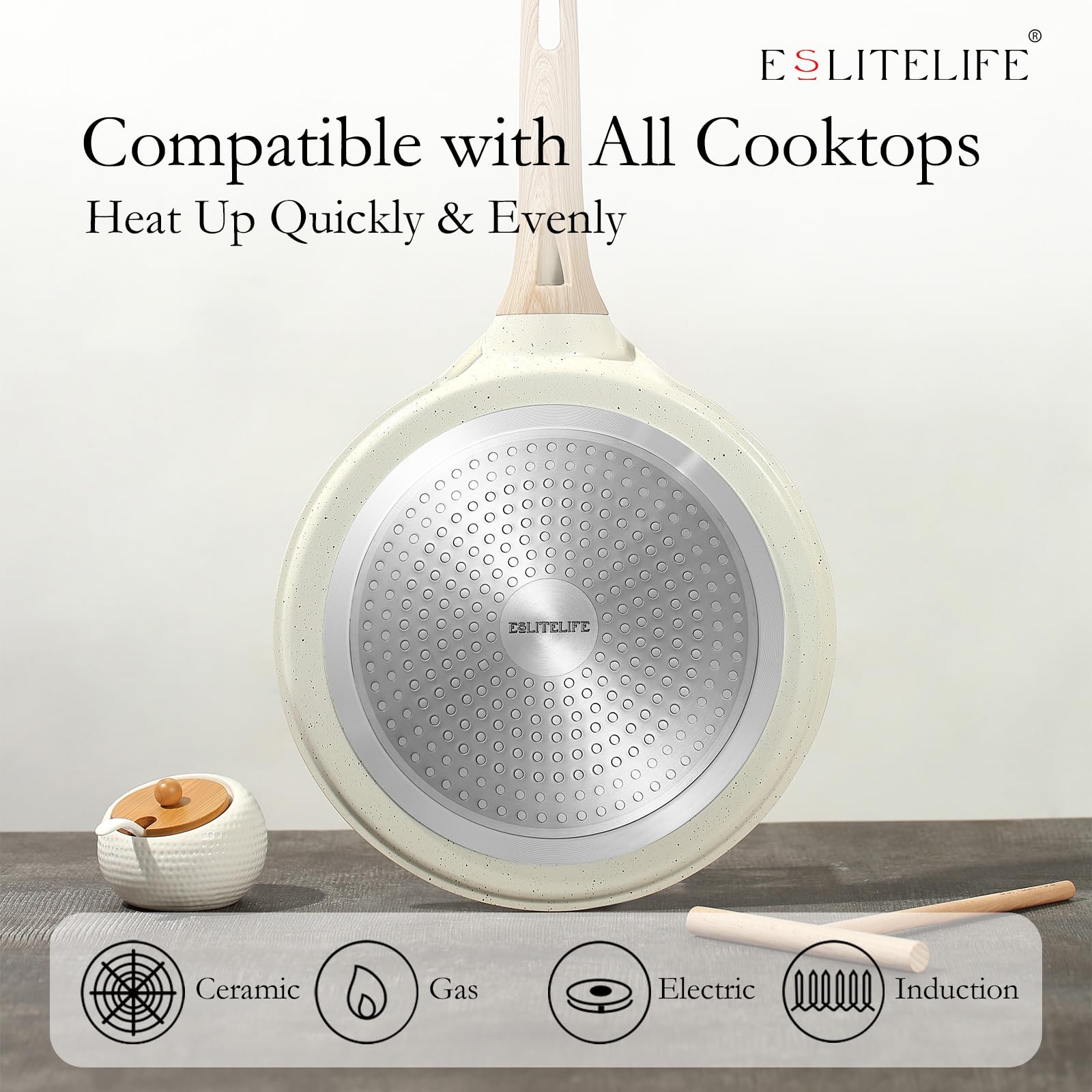 ESLITE LIFE pancake griddle pan delivers even browning on all cooktops