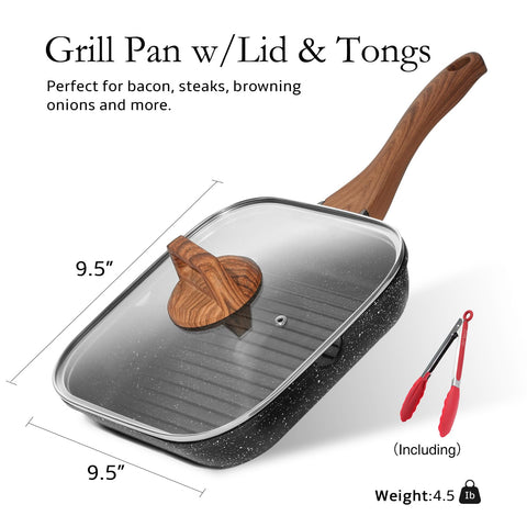 ESLITE LIFE ridged surface grill pan channeling grease for crisp results.