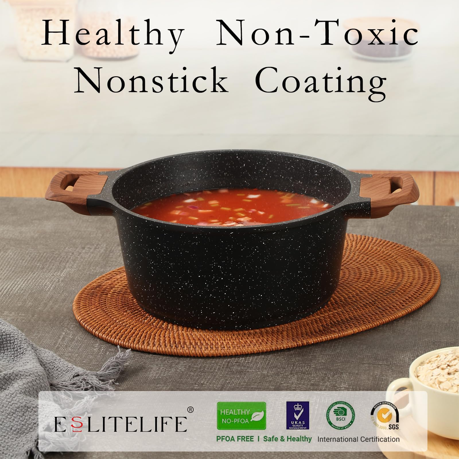 ESLITE LIFE 2.5 qt saucepan with lid for multitask cooking