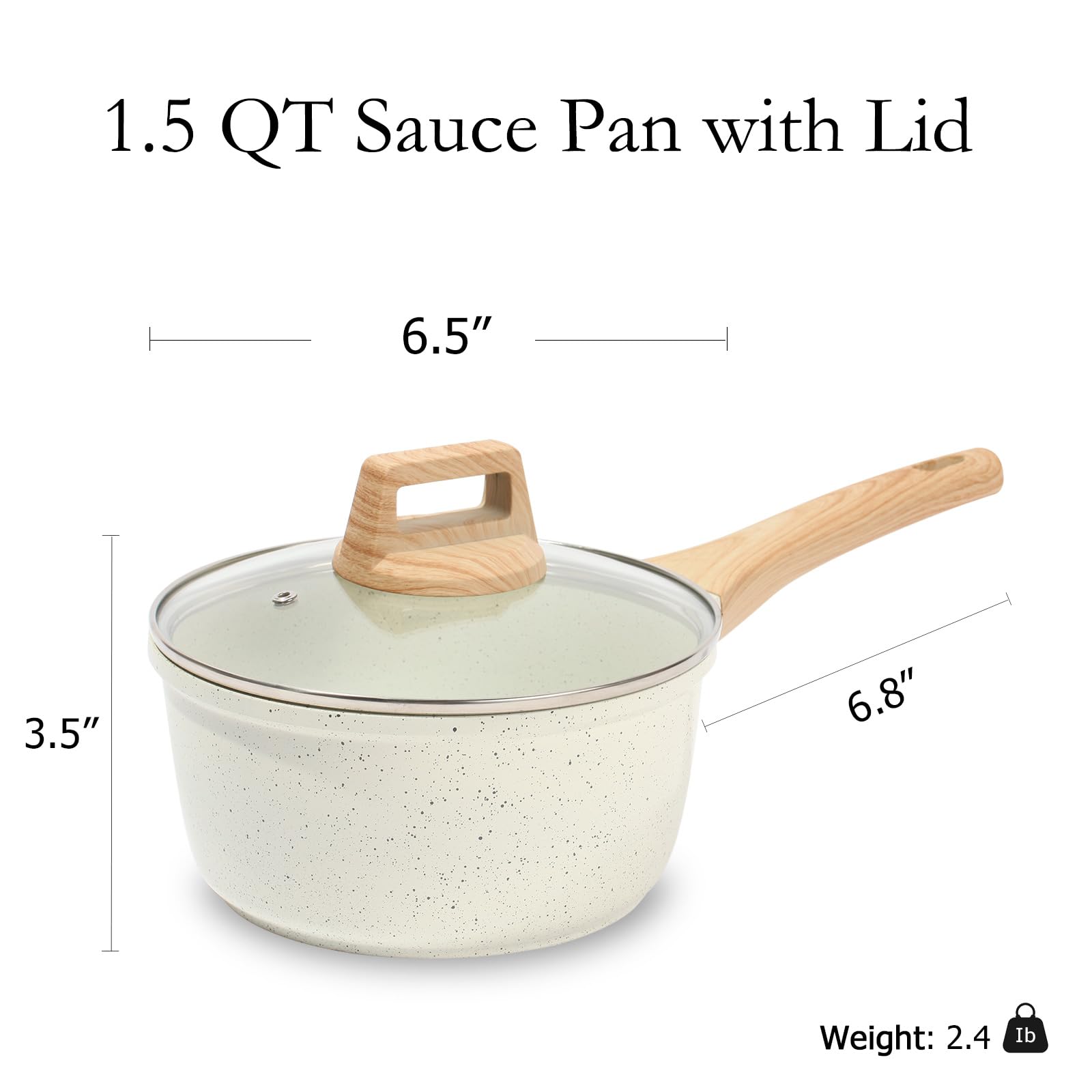ESLITE LIFE small sauce pan with glass lid for monitoring simmering sauces.