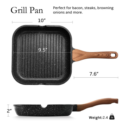 ESLITE LIFE square induction-ready grill pan suitable for fast, even heating.