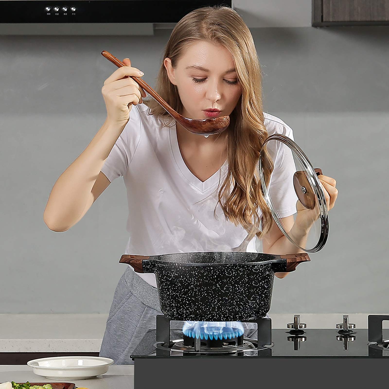 ESLITE LIFE stock pot induction-base, demonstrates even heat distribution on compatible cooktops