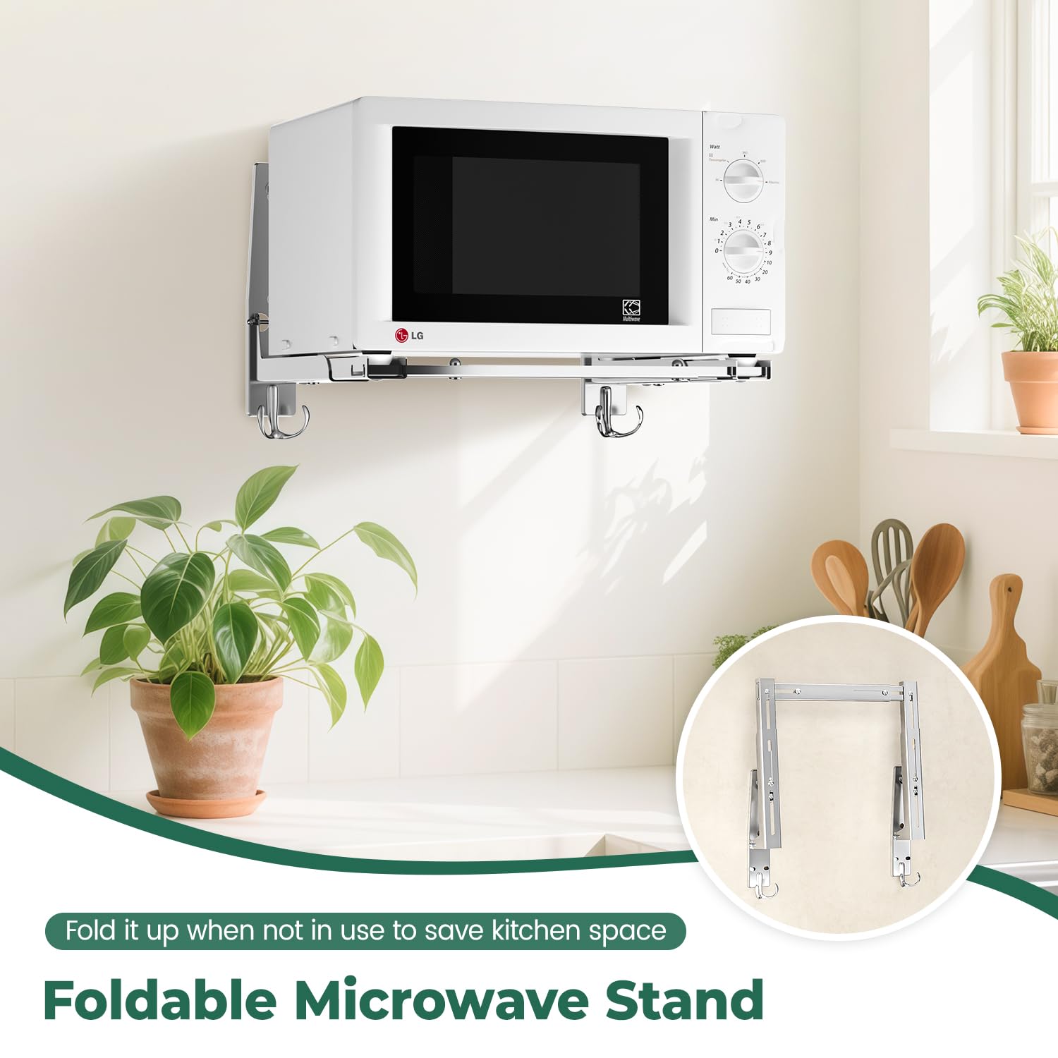 EsLuker.ly adjustable bracket range fits various microwave sizes.