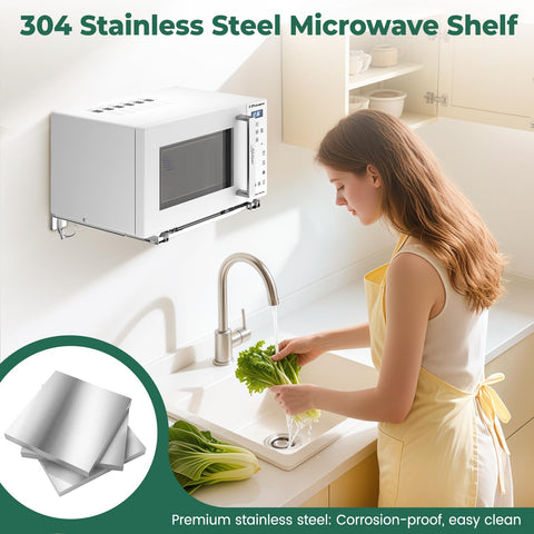 EsLuker.ly foldable microwave shelf folds flat for storage.