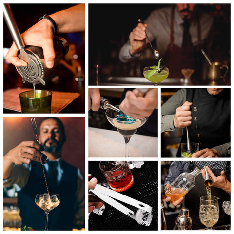 Esmula bamboo stand keeps tools organized on a neat, stylish bar surface.