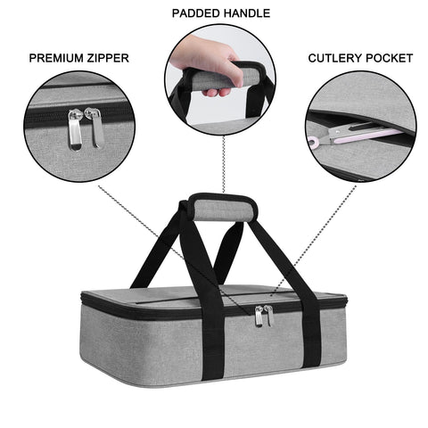 Esouler top zipper pocket stores utensils and condiments for quick access.