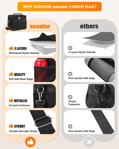 esouler lunch tote collapsible foldable for easy transport.