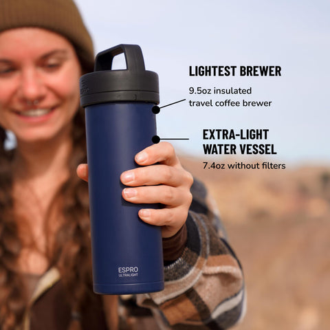 ESPRO P0 Ultralight 16-ounce capacity proves compact, ideal for travel.