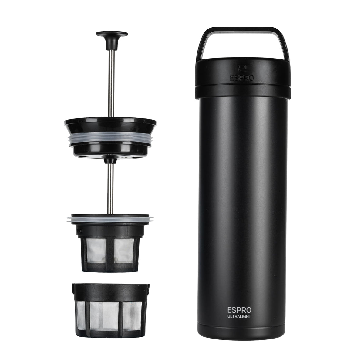 ESPRO P0 Ultralight front view highlights portable coffee on the go.