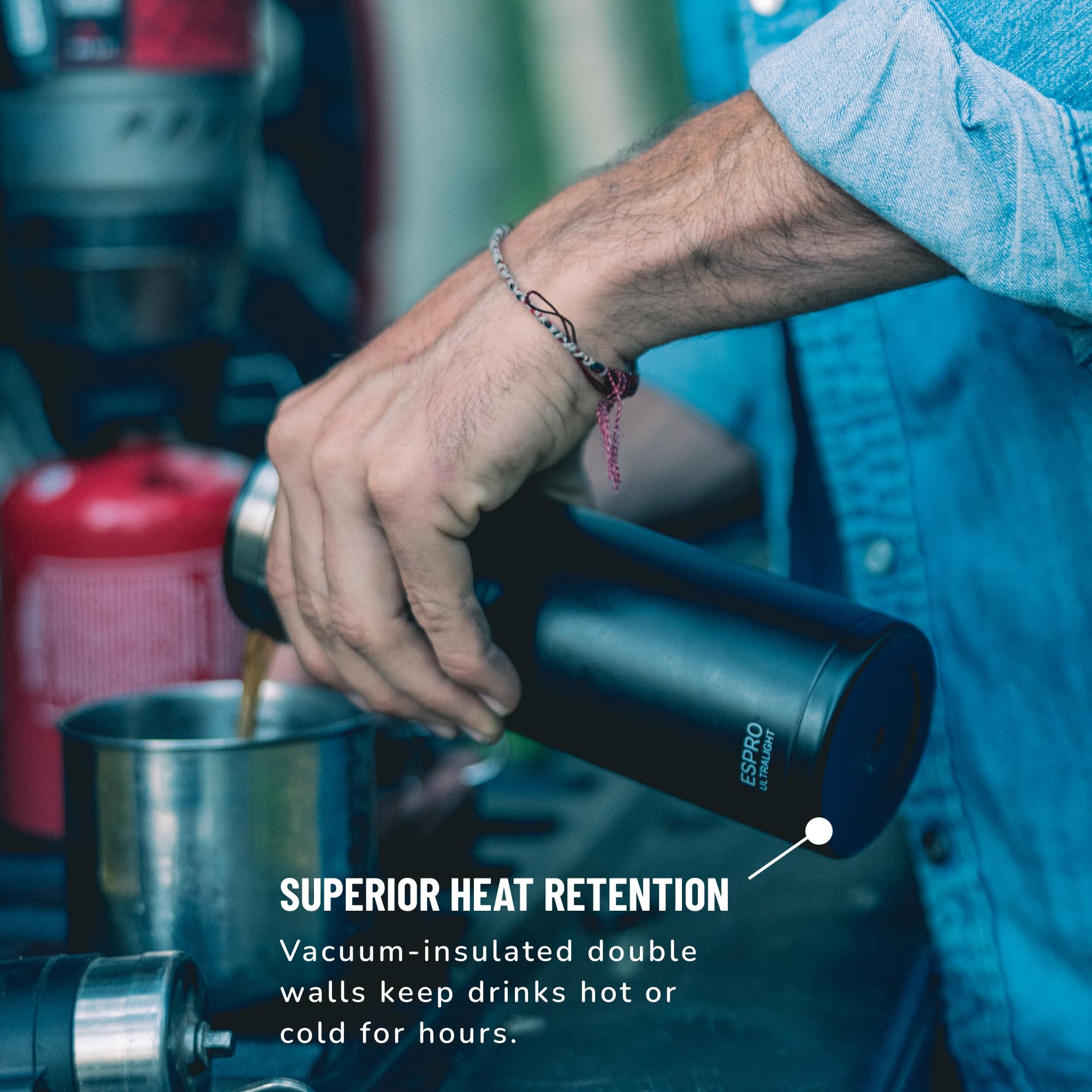 ESPRO P0 Ultralight thermal-retention showcases hours-long heat in outdoor settings.