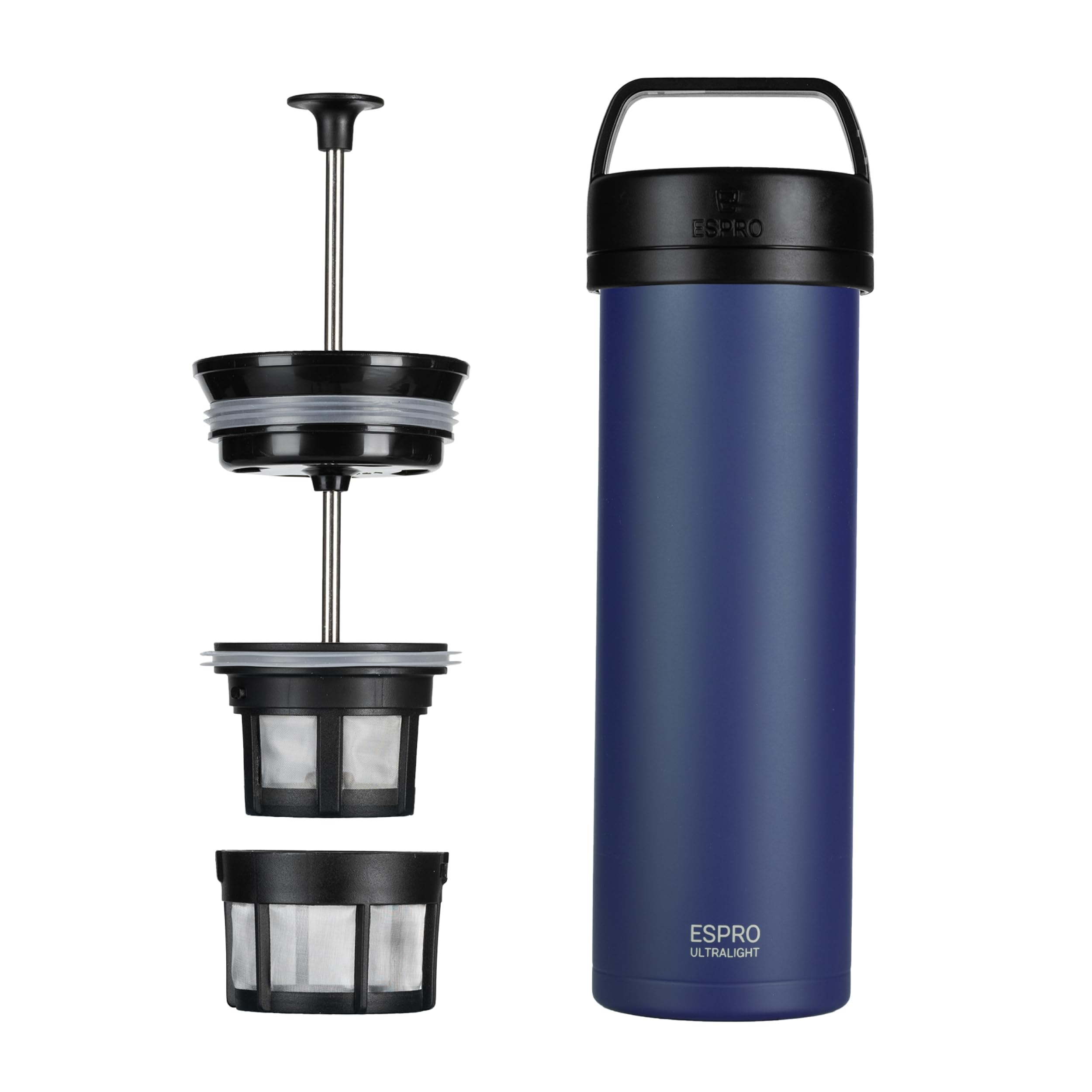 ESPRO P0 Ultralight front view showing portable travel press for on-the-go brewing.