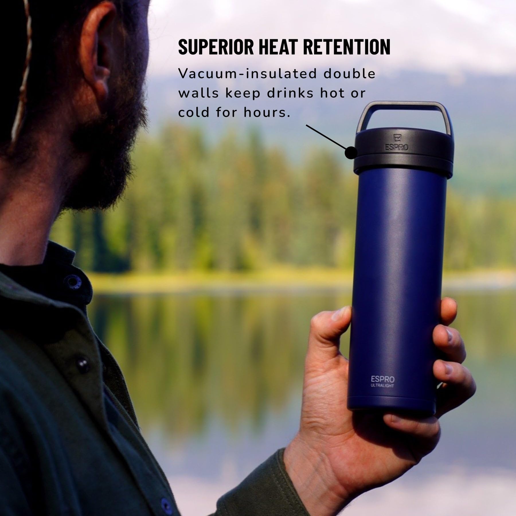 ESPRO P0 Ultralight thermal insulation close-up demonstrates heat-locking performance.