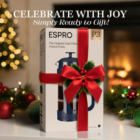 ESPRO P3 borosilicate glass carafe showing rich coffee color.