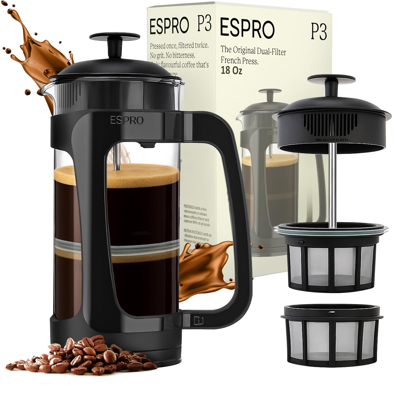 ESPRO P3 double microfilter for grit-free brew and smooth flavor